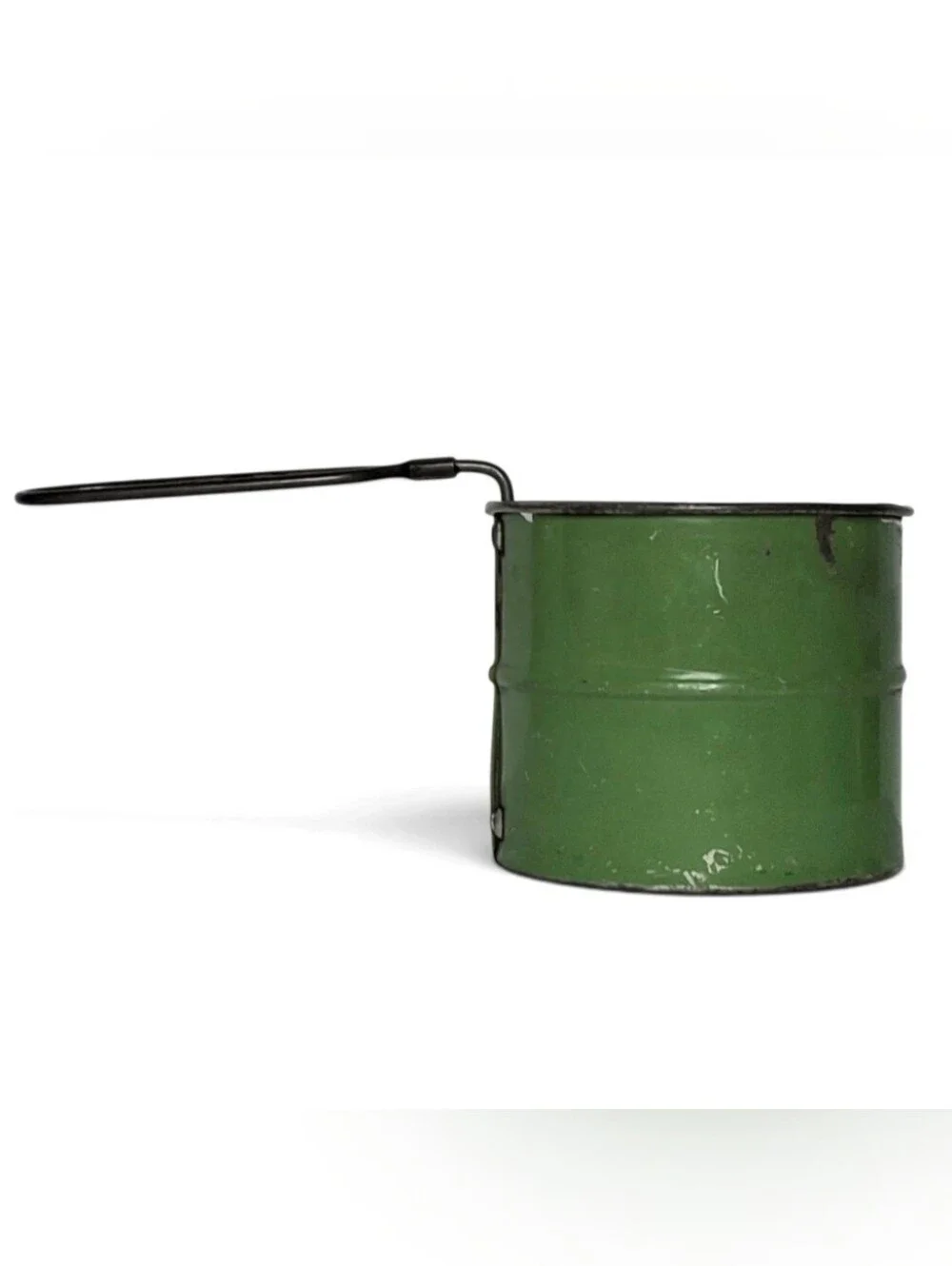 Vintage Chippy Green Flour Sifter Two Cup Hand Held Tin Shake Shaker Sifter